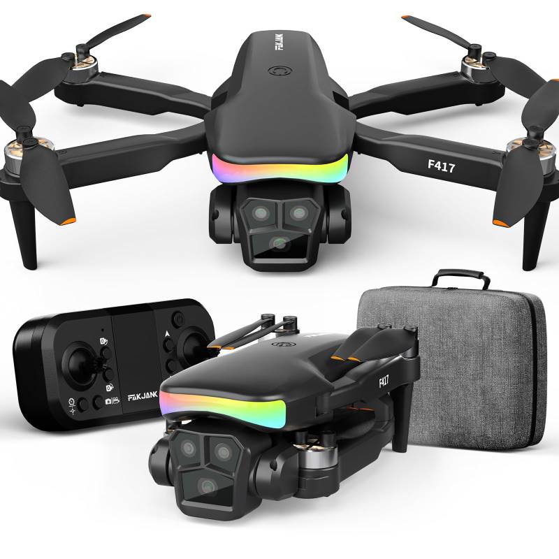 F417 Drohne mit Kamera für Kinder & Anfänger,LED Leiste1080P HD Dual-Kamera 90° Einstellbar,Optische Flussortung,Modulare Batterie,APP-Fernbedienung,Ein-Start/Landung,für Jungen & Mädchen,Handtasche von FAKJANK