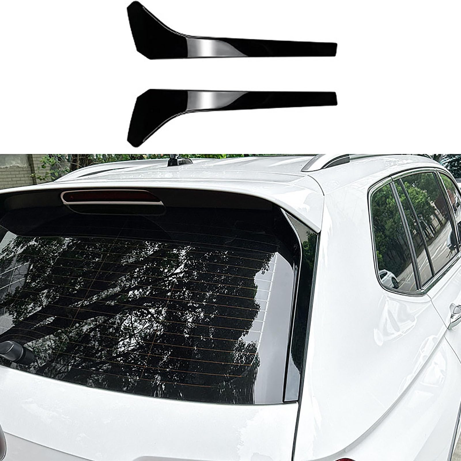 Kompatibel für VW Tiguan R Line MK2 2017-2023, 2 Stück Heckscheiben Spoiler Seitenflügel Canard Splitter Auto-Ersatzteile,Gloss Black-for Rline von FALMDCQ