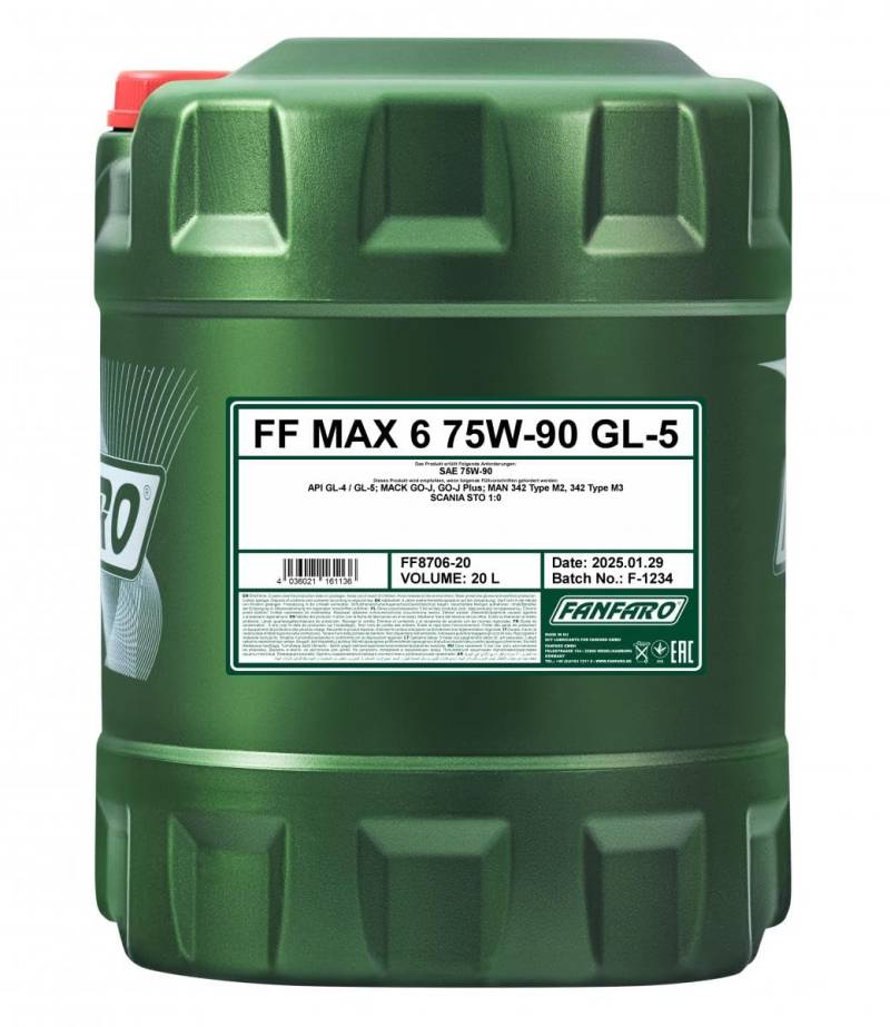 1 x 20L FANFARO MAX-6 75W-90 GL-5 / Schaltgetriebe- Achs -Öl von FANFARO