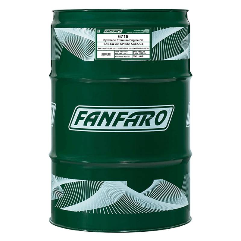 208L, FANFARO 6719 5W-30 Longlife 504 507 229.51 Motoröl von FANFARO