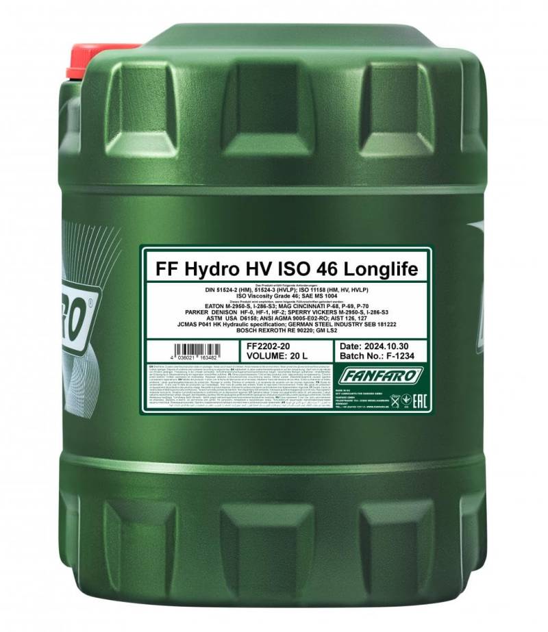 FANFARO Hydro HV ISO 46 LONGLIFE 20 L von FANFARO