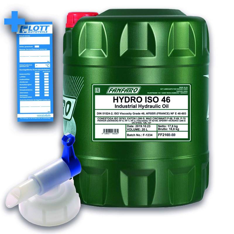 FANFARO 20L Hydro ISO 46 / Hydrauliköl Mineralöl Schmieröl FF2102-20 + Auslaufhahn von FANFARO