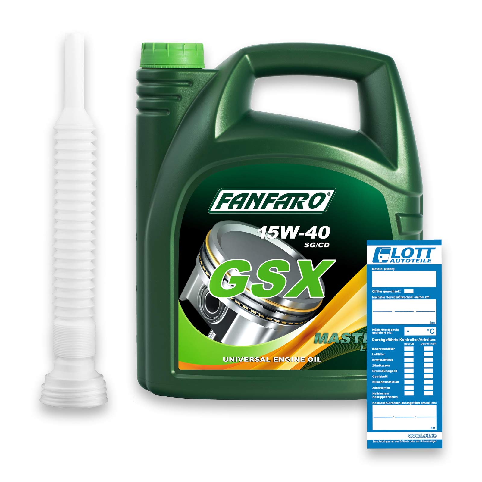 FANFARO 5L 15W-40 Motoröl GSX - API SG/CD - Hochwertiges Mineralöl - Benzin- und Dieselmotoren + Öl Ablassschlauch FANFARO 5L 15W-40 Motoröl GSX - API SG/CD - Hochwertiges Mineralöl - Benzin- und Dieselmotoren + Öl Ablassschlauch von FANFARO