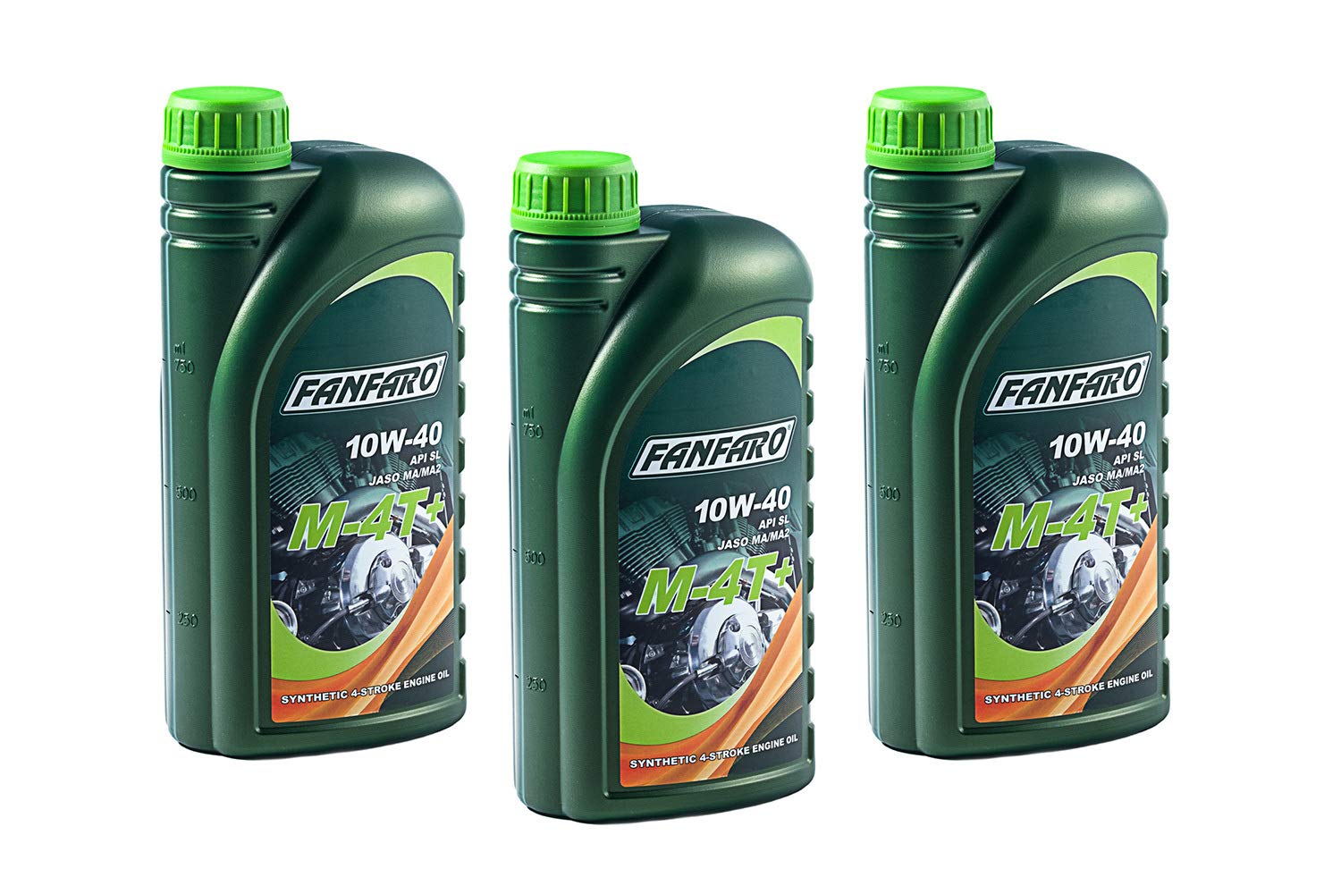 FANFARO Motoröl M-4T+ 10W-40 API SL Motorrad 3 Stück 1 Liter FANFARO Motoröl M-4T+ 10W-40 API SL Motorrad 3 Stück 1 Liter von FANFARO