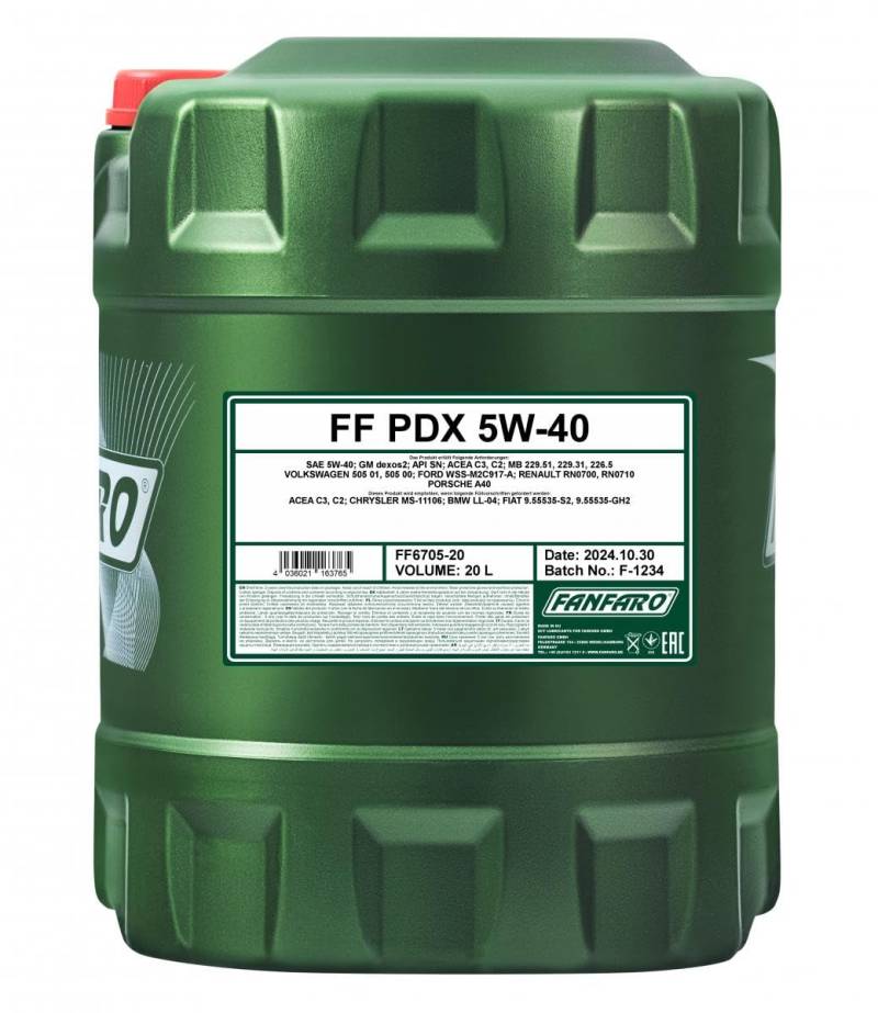 Fanfaro PDX 5W-40 Motoröl 20l von FANFARO