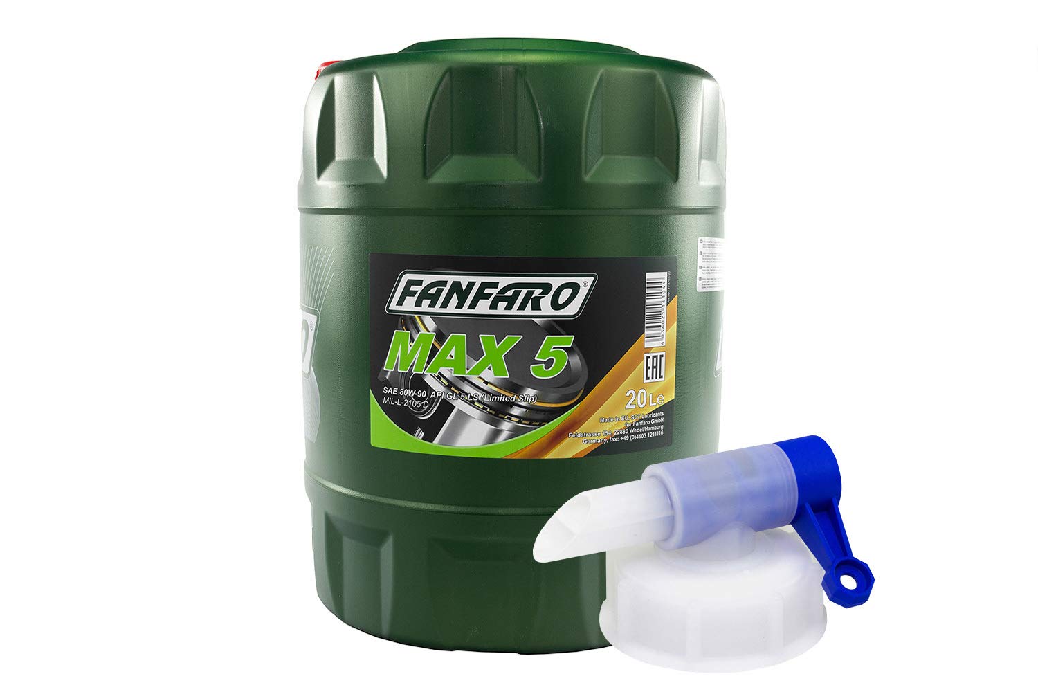 Getriebeöl FANFARO MAX 5 80W-90 GL-5 LS API 20 Liter inkl. Auslasshahn von FANFARO