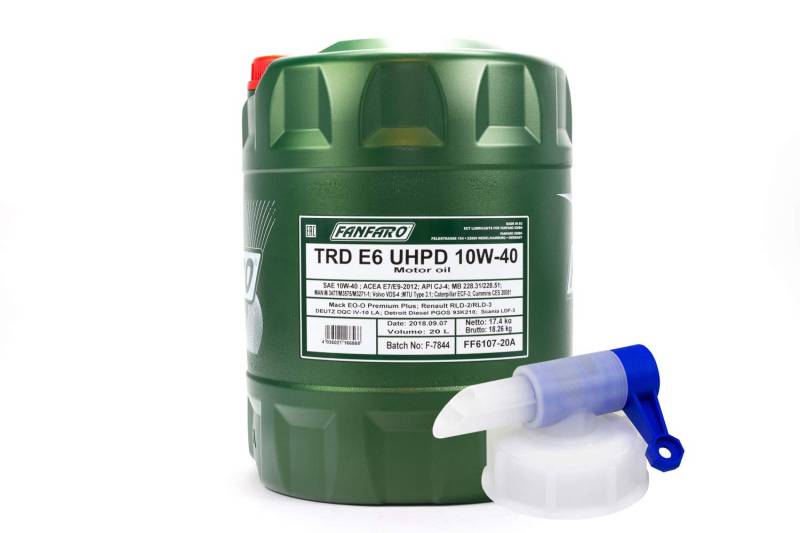 Motoröl FANFARO TRD E6 UHPD 10W-40 API CJ-4 20 Liter inkl. Auslasshahn von FANFARO
