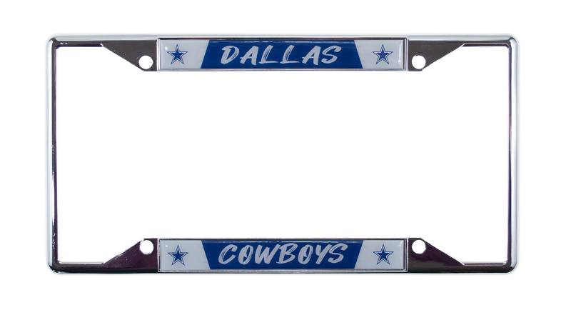 Dallas Cowboys NFL Nummernschild-Rahmen aus Chrom-Zink-Legierung, 4 Schrauben, moderner Schriftzug, Chrom-Hintergrund und Team-Farben, ergänzen Jede Farbe, LKW, SUV, Auto von FANMATS