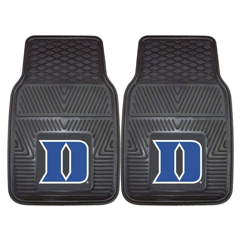FANMATS 12097 Duke Blue Devils 2-teiliges Robustes Vinyl-Auto-Fußmatten-Set, Vordere Reihe, Fußmatten, Allwetterschutz, universelle Passform, tiefes Resevoir-Design von FANMATS