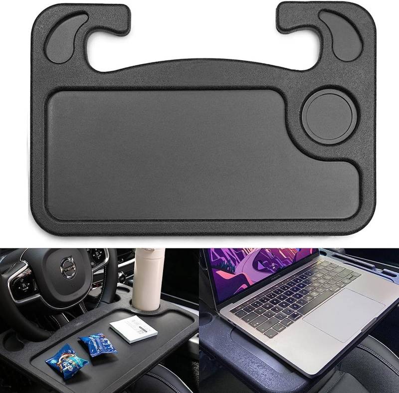 FANNAS 1 Stücke Lenkrad Tisch Auto Lenkrad Schreibtisch Tisch Multifunktionstisch Auto Getränkehalter Tragbarer Lenkradtisch, für die Meisten Fahrzeuge Lenkräder(Schwarz) von FANNAS