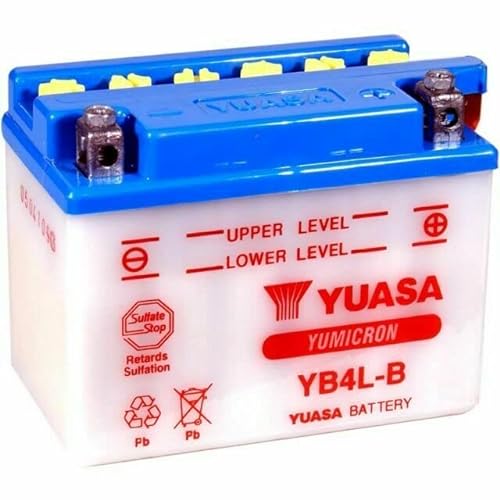 Yuasa Batterie YB4L-B kompatibel mit Aprilia SR - 50 CC - 1993-1996 Motorrad Roller komplett spezifisch von FAR