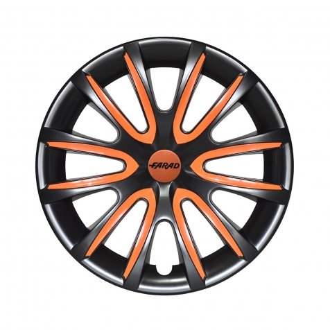 Universale Radkappen Radzierblenden Radblenden 14 Zoll Black/Orange von Farad