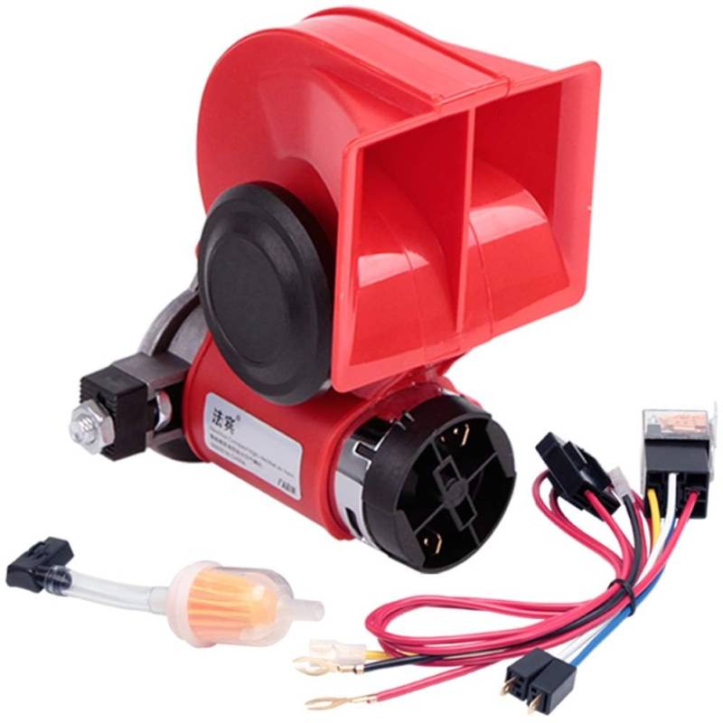 Air Horn Hupe 12 Volt, Signalhorn Hupe Elektroauto Horns 12V 150db Kompressor Fanfare, Air Horns Kit für Alle 12V Fahrzeuge LKW Zug Auto van Motorrad Zinklegierung von FARBIN