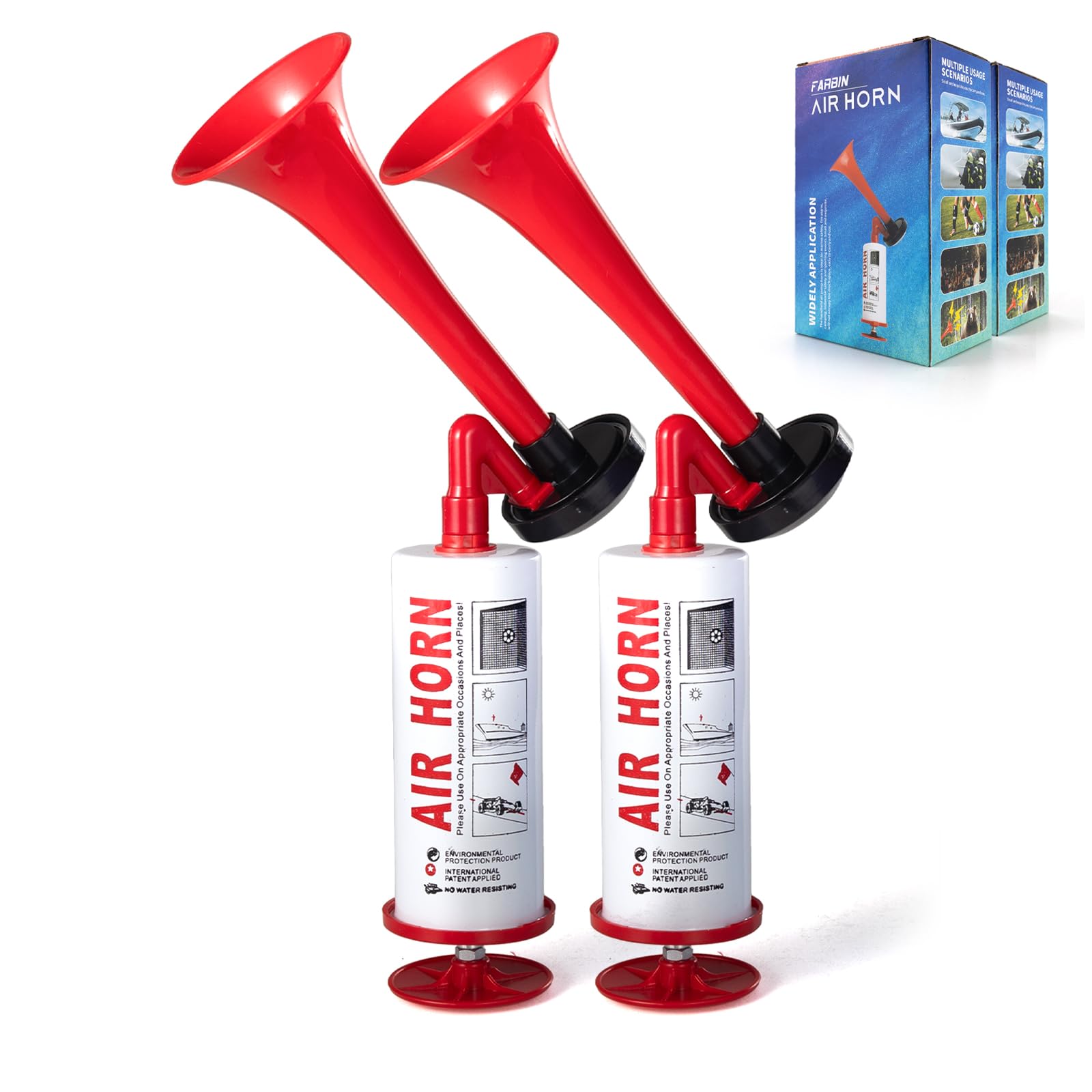 FARBIN Marine und Sport Pumpe Air Horn, lauter Ton Handheld Signal Boot Horns, persönliche Sicherheit Hupen Alarm für Bootfahren, Sportereignisse, Parteien, Camping 2pcs von FARBIN