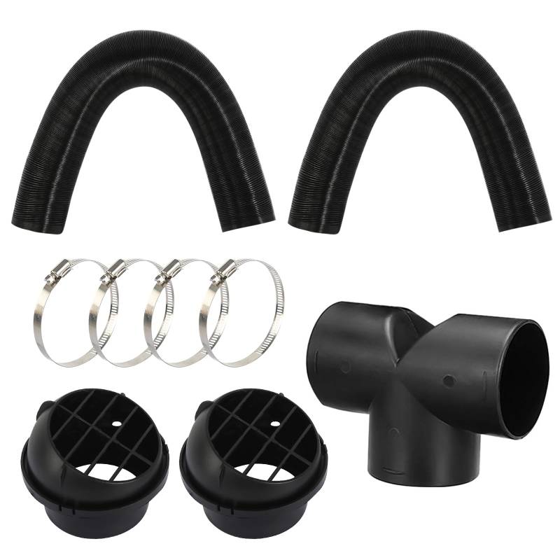 Diesel Standheizung Zubehör 75mm T-Rohr-Set Warmluftschlauch 75mm Auto Heizung Warmluftauslass Entlüftungsschlauch Clips Set Auto Heizung Rohr Kanal Autoluftheizer Zubehör Luftauslassset Webasto von FASBET