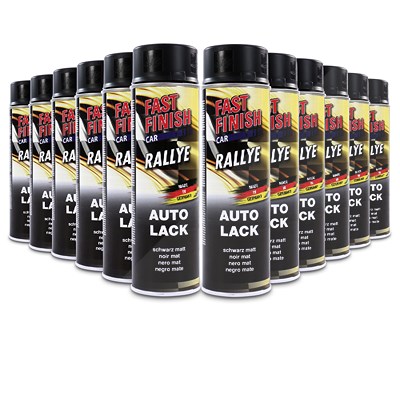 Fast Finish 12x 500ml RALLYE Autolack schwarz matt von FAST FINISH