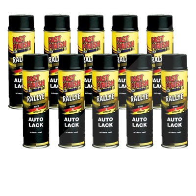 Fast Finish 10x 500ml RALLYE Autolack schwarz matt [Hersteller-Nr. 292828] von FAST FINISH