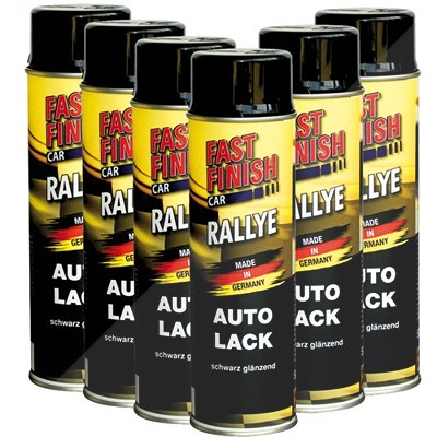 Fast Finish 6x 500ml RALLYE Lack -schwarz glänzend [Hersteller-Nr. 292835] von FAST FINISH