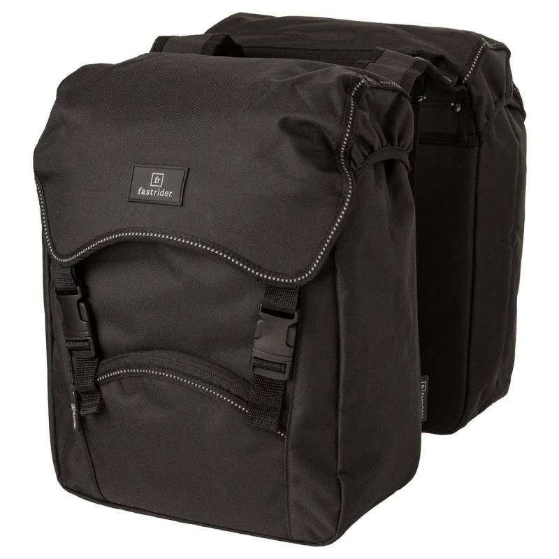 FastRider Unibag Traffic Doppelte Fahrradtasche für Gepäckträger, 28L Seitentasche Fahrrad, Wasserabweisend, Reflektierend, 100% Recyceltes Polyester - Schwarz von FAST RIDER