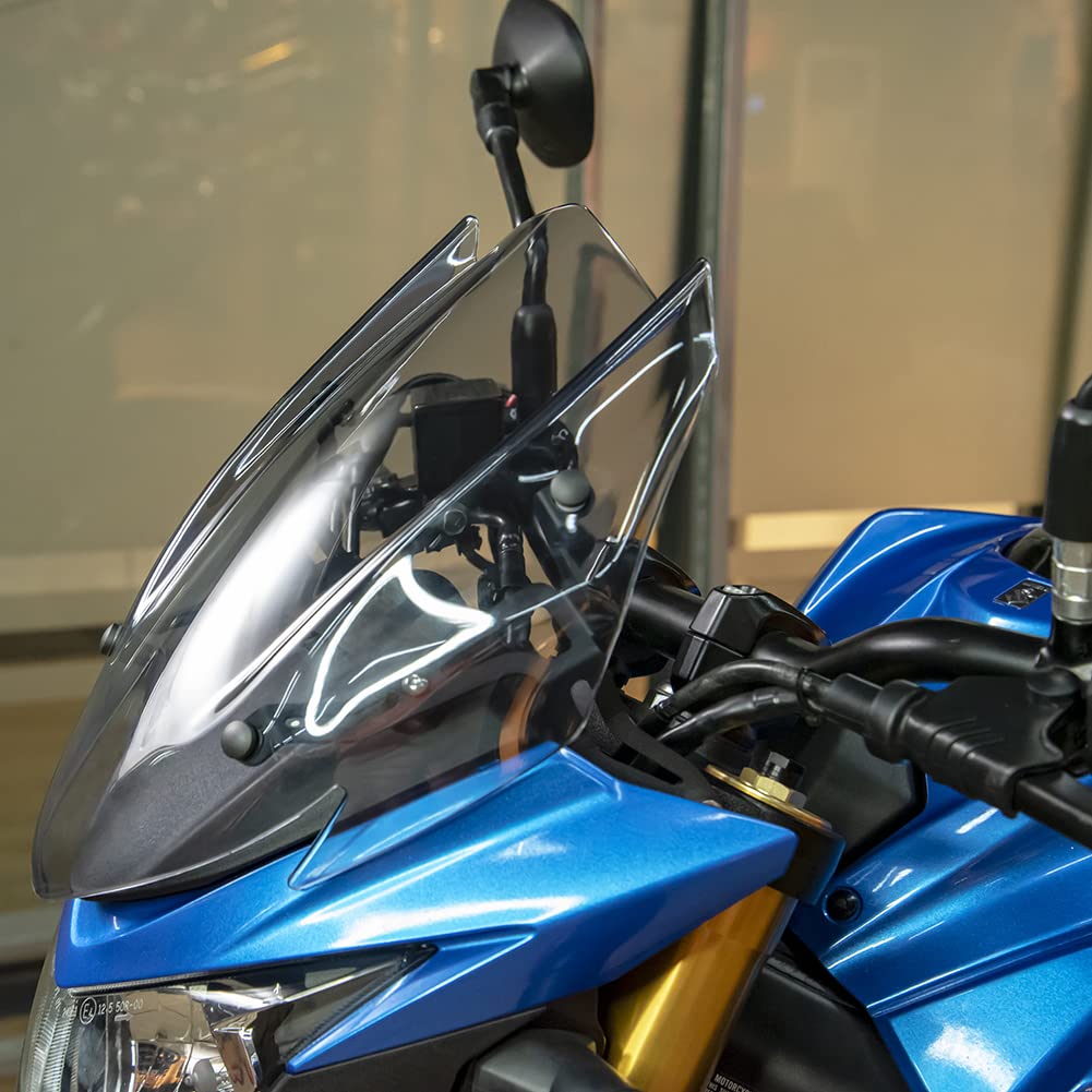Motorrad Windschutzscheibe für GSX-S750 Frontverkleidung Windschutzscheibe Ablenker Visierschutz mit Halterung für GSX-S GSXS 750 GSXS750 2017 2018 2019 2020 2021 2022 2023 (Leichte Rauchfarbe) von FATExpress