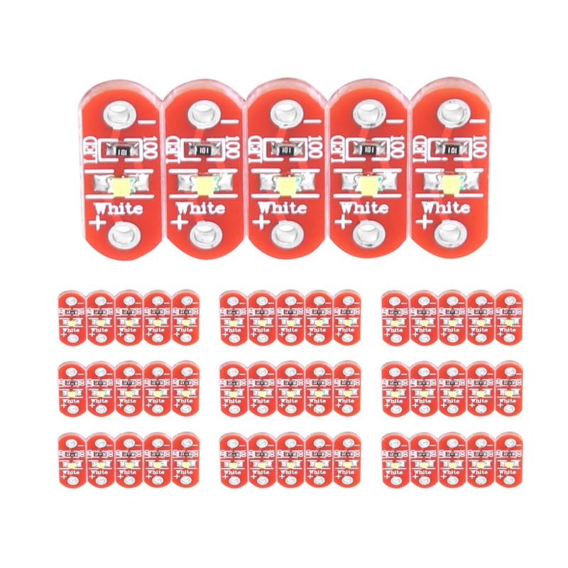 50 Stück Lilypad-Farb-LEDs, 40 MA, weiß, Tragbar, E-Textil, Nähbare Elektronik, Montiertes LED-Kit für 3 Bis 5 V (0,63 X 0,24 X 0,09 Zoll) von FAUOSWUK