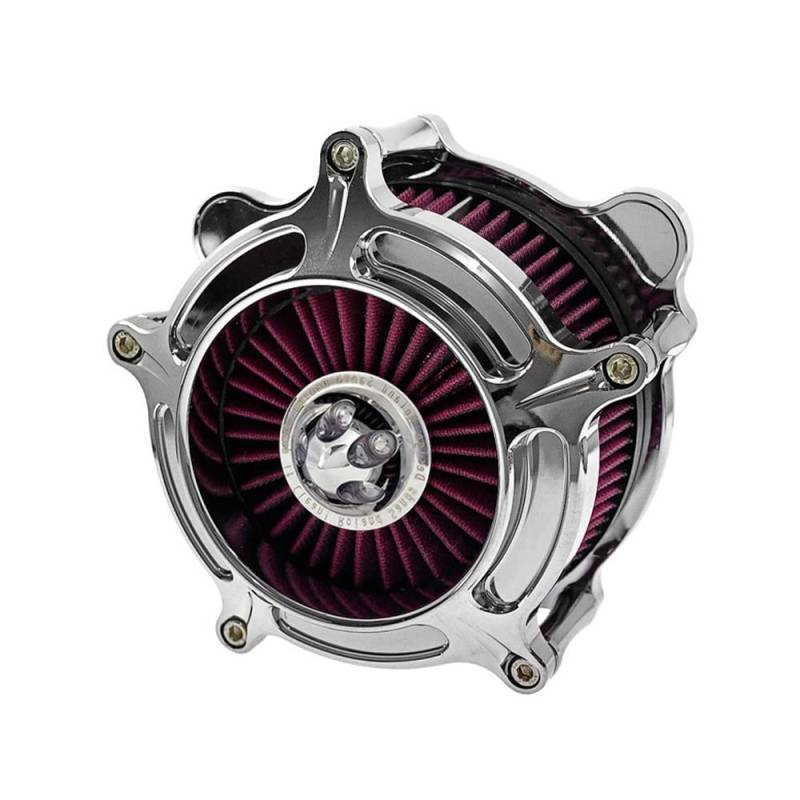 Motorrad Luftfilter Motorrad-Turbinenluftfilter, Chromfilter, passend for Harley (Color : Red Filter B) von FAYOH