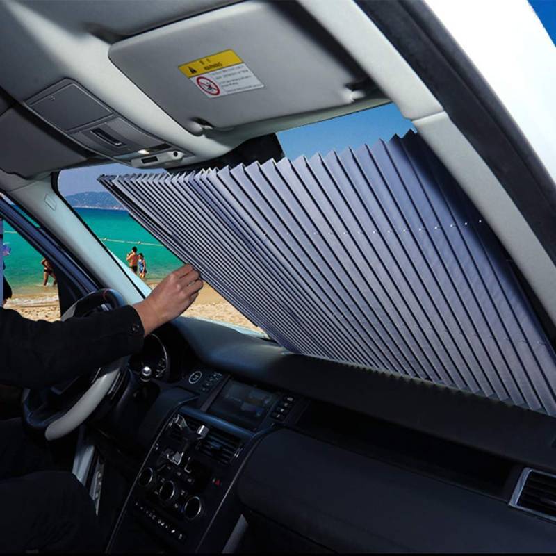 FBARTL Auto-Windschutzscheiben-Sonnenschutz, Akkordeon-Typ Automatische einziehbare Windschutzscheiben-Sonnenblende Sonnenschutzdämmungs-Sonnenschutz (70 cm MPV/SUV) von FBARTL