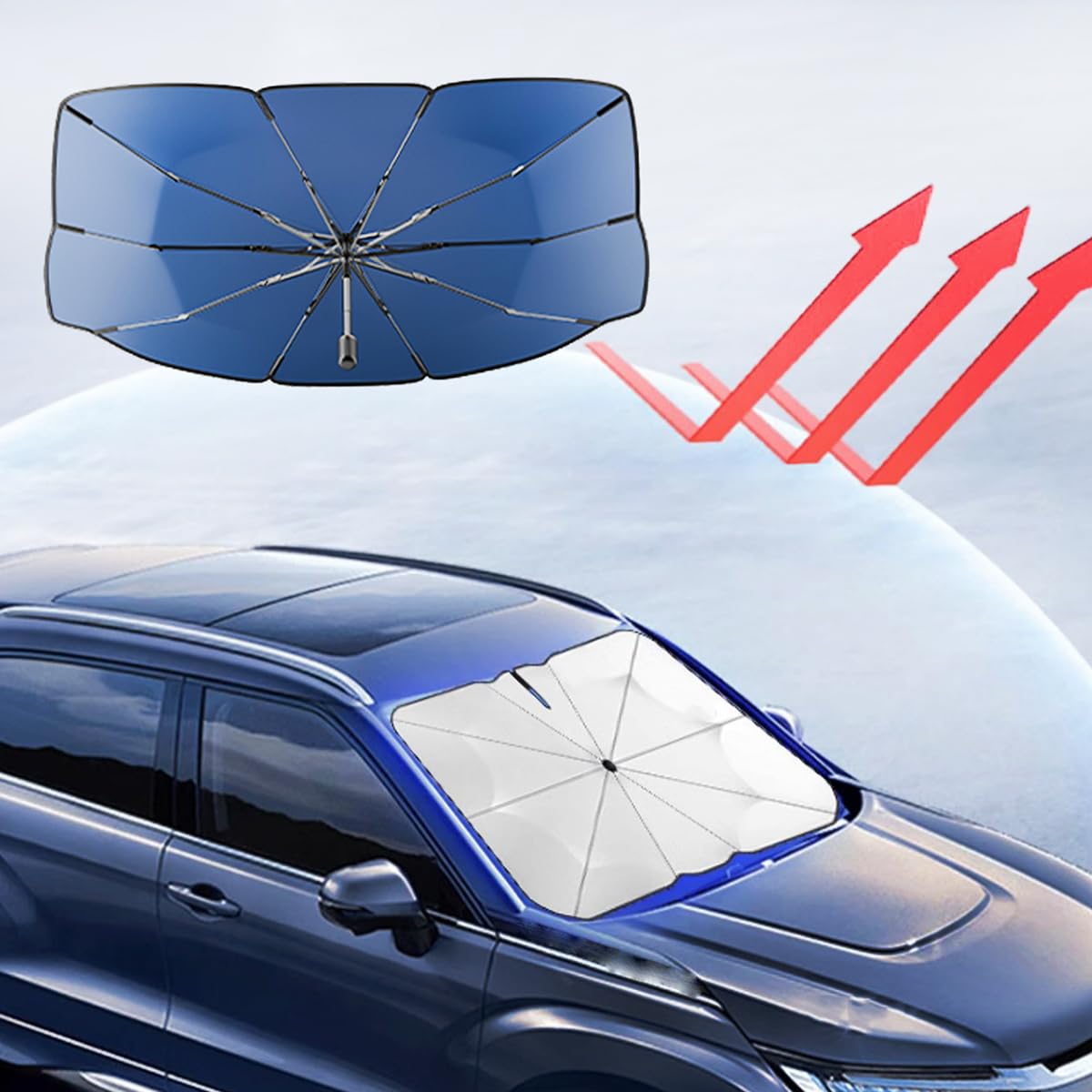 Auto Frontscheiben Faltbarer Sonnenblende für Audi A6 S6 C4 C5 C6 C7 C8, UV Schutz Wärme Sonnenblendenschutz Reflektor Regenschirm von FBITE
