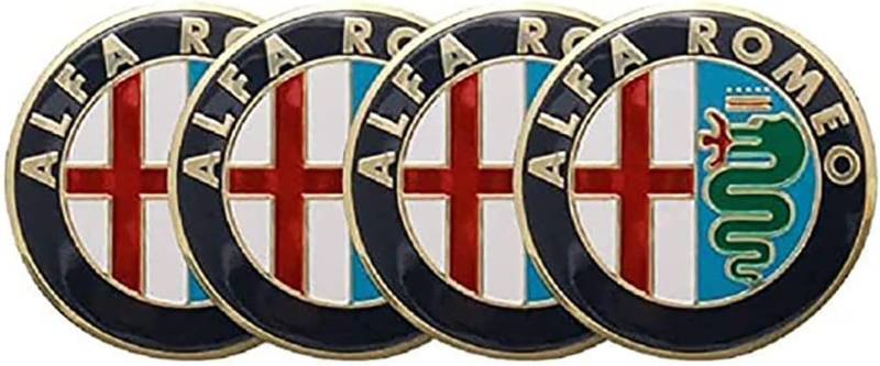 Radnabenkappen für Alfa Romeo, 4 Stück, 50mm, Rostfrei, Radnabenabzeichen, Emblem, Logos, Ersatzabdeckung, Auto-Styling-Zubehör von FBITE