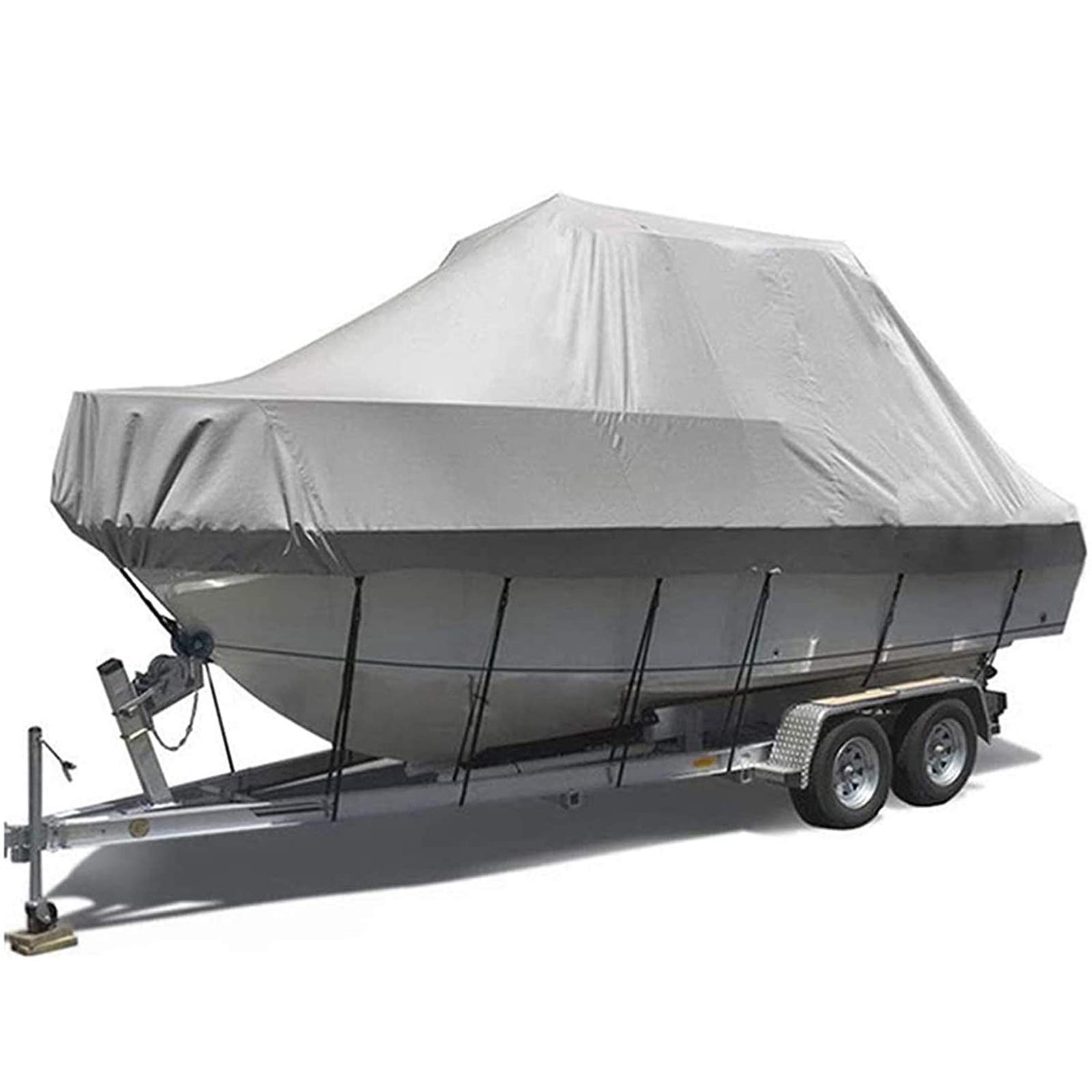Bootsabdeckung, 17-27FT Hochleistungs wasserdichte Bootsabdeckung 600D Robustes Oxford-Tuch Boots-Abdeckung für V-Rumpf Tri-Hull Mit Aufbewahrungstasche,Grau,25to27FT Bootsabdeckung, 17-27FT Hochleistungs wasserdichte Bootsabdeckung 600D Robustes Oxford-Tuch Boots-Abdeckung für V-Rumpf Tri-Hull Mit Aufbewahrungstasche,Grau,25to27FT von FBKPHSS