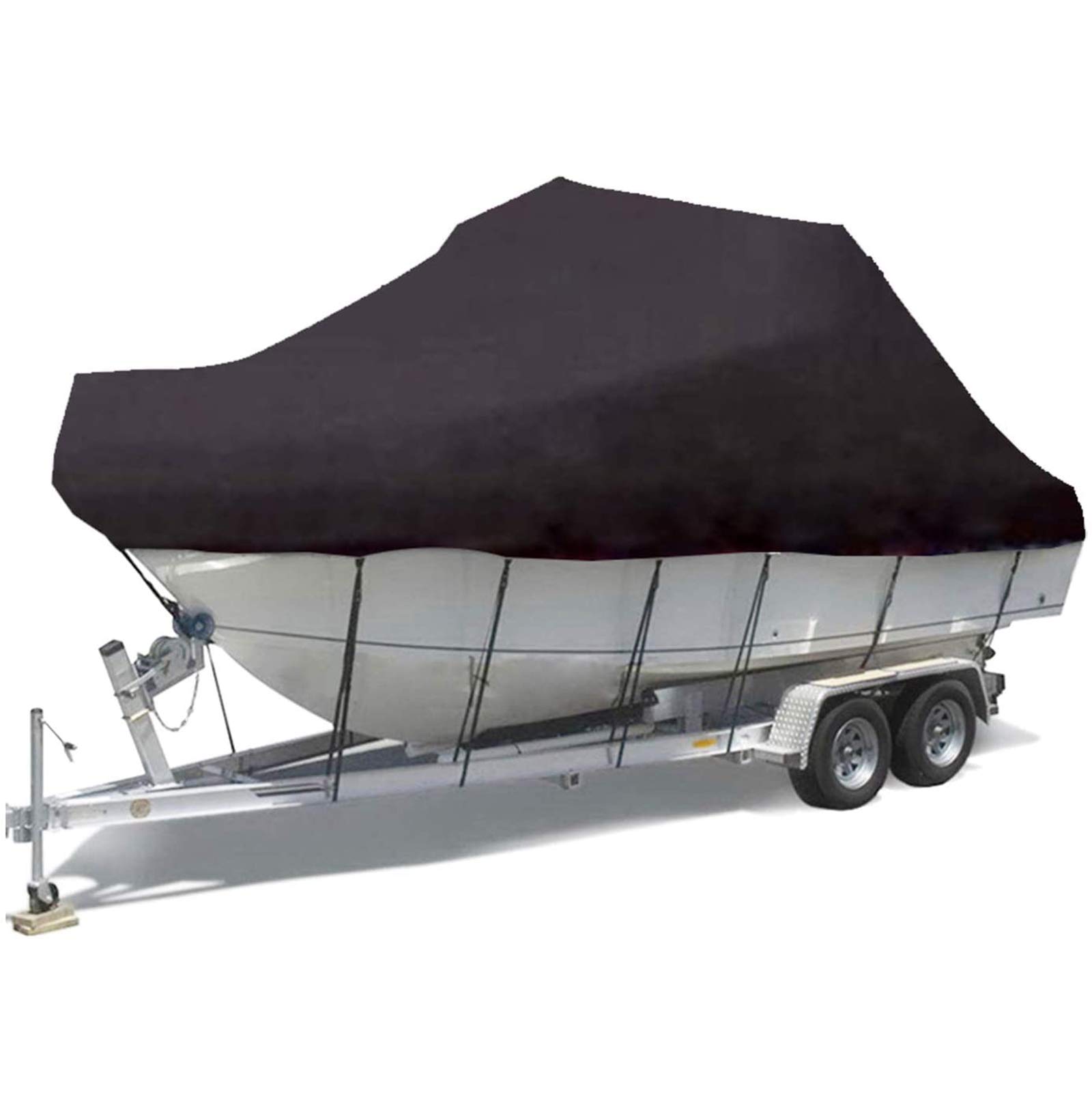 Schwer Bootabdeckplane, 600D Wasserdicht Boot-Abdeckplane Oxford-Stoff Material Dauerhaft Boot-Plane mit Festem Seil für V-Rumpf Ruderboot Angelboot,Schwarz,25to27FT von FBKPHSS