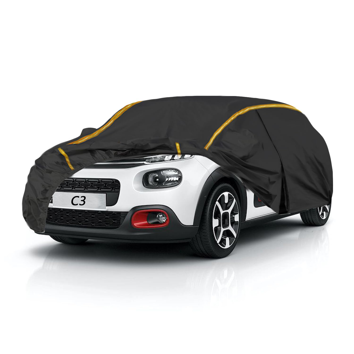 Autoabdeckung für Citroen C3(2002-2022) Auto Abdeckplane Wasserdicht,All Weather Outdoor Winddicht schneefest UV-Schutz mit reflektierendem Streifen Autoabdeckung von FCFEWLSDE