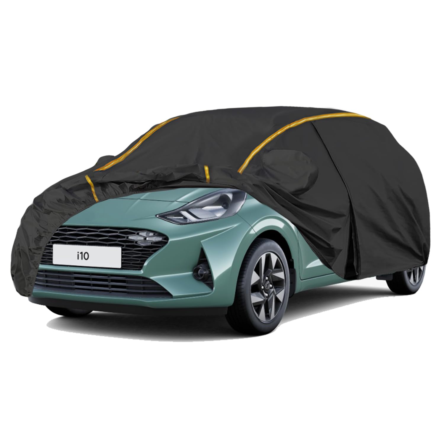 Autoabdeckung für Hyundai i10(2012-2022) Auto Abdeckplane Wasserdicht,All Weather Outdoor Winddicht schneefest UV-Schutz mit reflektierendem Streifen Autoabdeckung von FCFEWLSDE