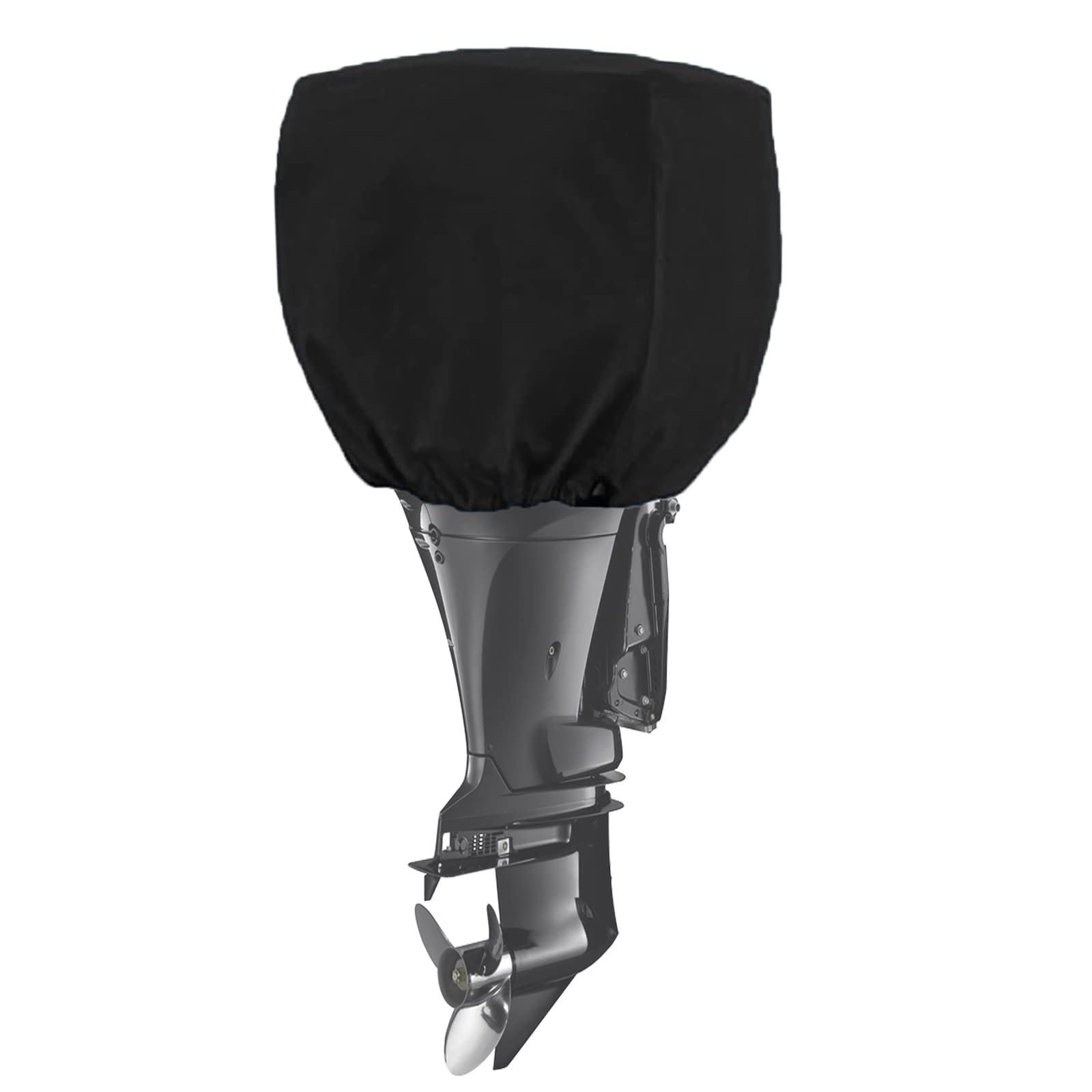 Coco Außenbordmotor-Abdeckung für Yacht-Bootsmotor bis zu 50–115 PS – Trailerable, strapazierfähig, Wasser- und schimmelresistent, mit dickem Polyestergewebe (Schwarz, 50–115) von FCOUIID