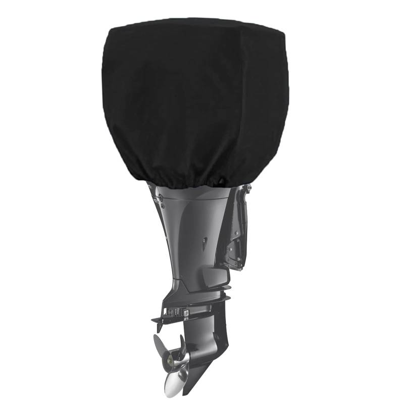 Coco Außenbordmotor-Abdeckung für Yacht-Bootsmotor bis zu 50–115 PS – Trailerable, strapazierfähig, Wasser- und schimmelresistent, mit dickem Polyestergewebe (Schwarz, 50–115) von FCOUIID