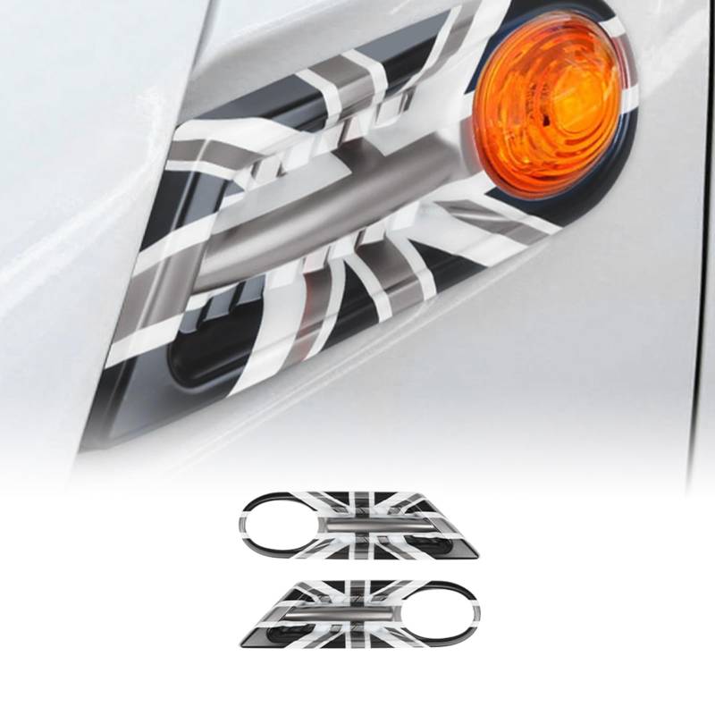 FDAIUN ABS Modell A Seitenblinker-Einfassungen 2-teiliges Auto Seitenblinker Repeater Rahmenset Autoanpassungen für BMW Mini Cooper R55 Clubman R56 Hatchback 2009-2013 Union Jack Gray von FDAIUN