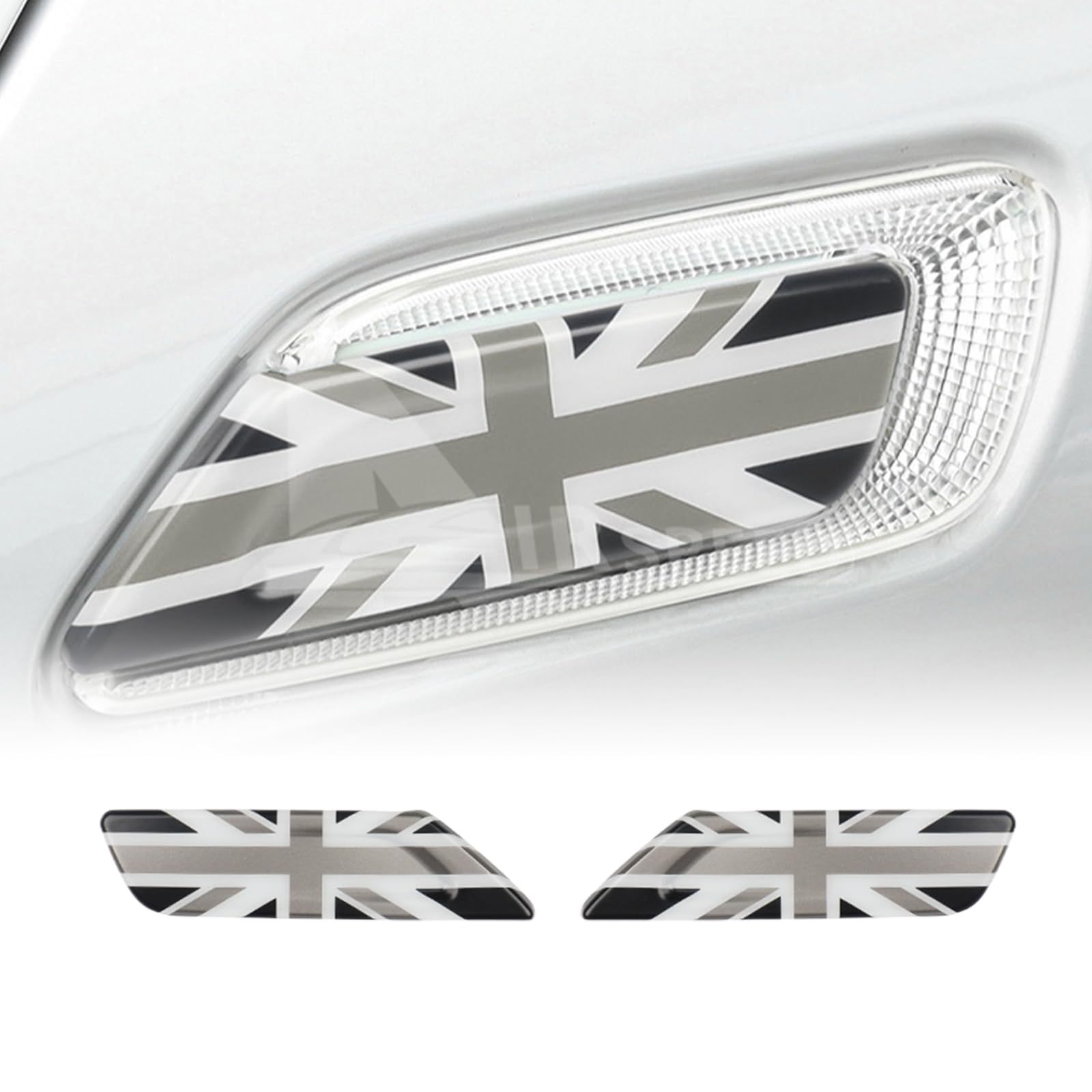 FDAIUN ABS Seitenblinker-Einfassungen 2-teiliges Auto Seitenblinker Repeater Rahmenset Autoanpassungen für BMW Mini Cooper F54 Clubman 2017-2022 Union Jack Gray von FDAIUN