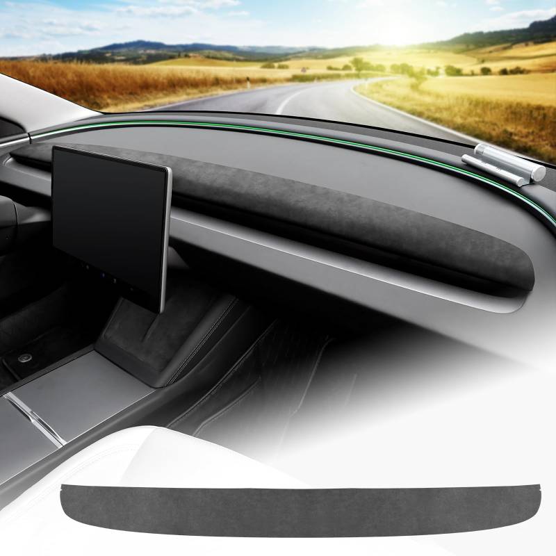 FDAIUN Armaturenbrett Abdeckung für Tesla Model Y Juniper 2025 Model 3 highland 2024 Alcantarn Dash Wrap Dashboard Sticker armaturenbrett Über den Lüftungsdüsen Zubehör (Schwarz) von FDAIUN