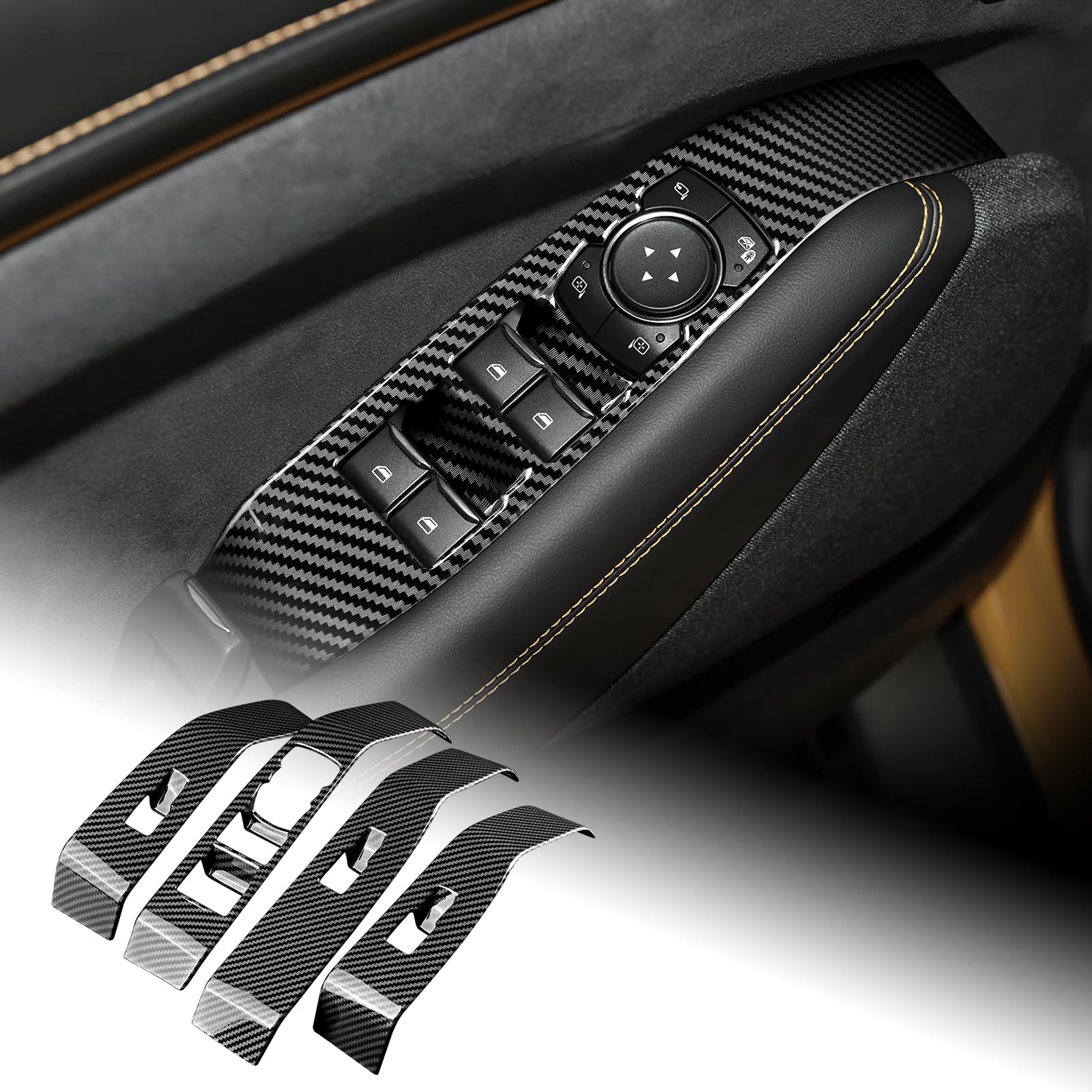 FDAIUN für Ford Mustang Mach-E 2021 2022 2023 Carbon Fibre Window Regulator Switch Panel Frame Cover Sticker 4Stück Zubehör FDAIUN für Ford Mustang Mach-E 2021 2022 2023 Carbon Fibre Window Regulator Switch Panel Frame Cover Sticker 4Stück Zubehör von FDAIUN