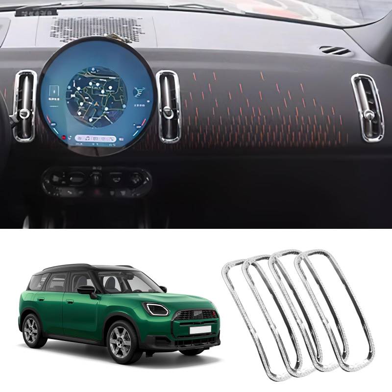 FDAIUN Für Mini Cooper JCW Countryman U25 2025 Zubehör Auto Mittelkonsole Armaturenbrett Beide Seiten Luftauslassrahmen Diamant Aufkleber Innenbereich 4 Stück von FDAIUN