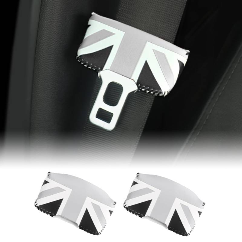 FDAIUN Leder Sicherheitsgurt-Clip Steckerschutz für Mini cooper F54 F55 F56 F57 F60 R55 R56 R60 R61 Sicherheitsgurtversteller automatischer Schultergurt Positionierer Zubehör 1Stück (2*Grau L) von FDAIUN