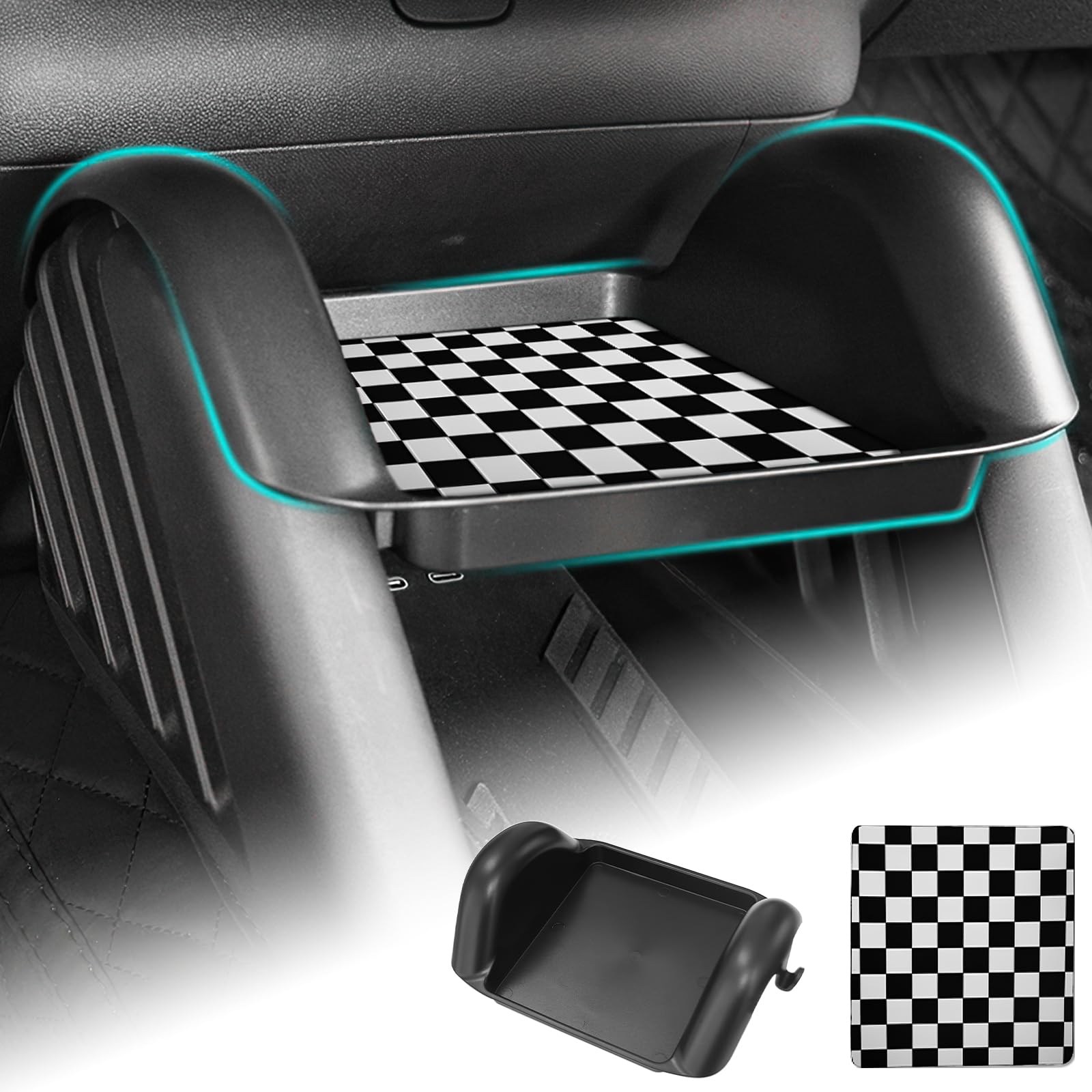FDAIUN Mittelkonsole Aufbewahrungsbox Armlehne Organizer Tray für Mini Cooper J01 J05 2024 Zubehör Ablagefach in der Mittelkonsole Mini Zubehör (schwarz und weiß) von FDAIUN