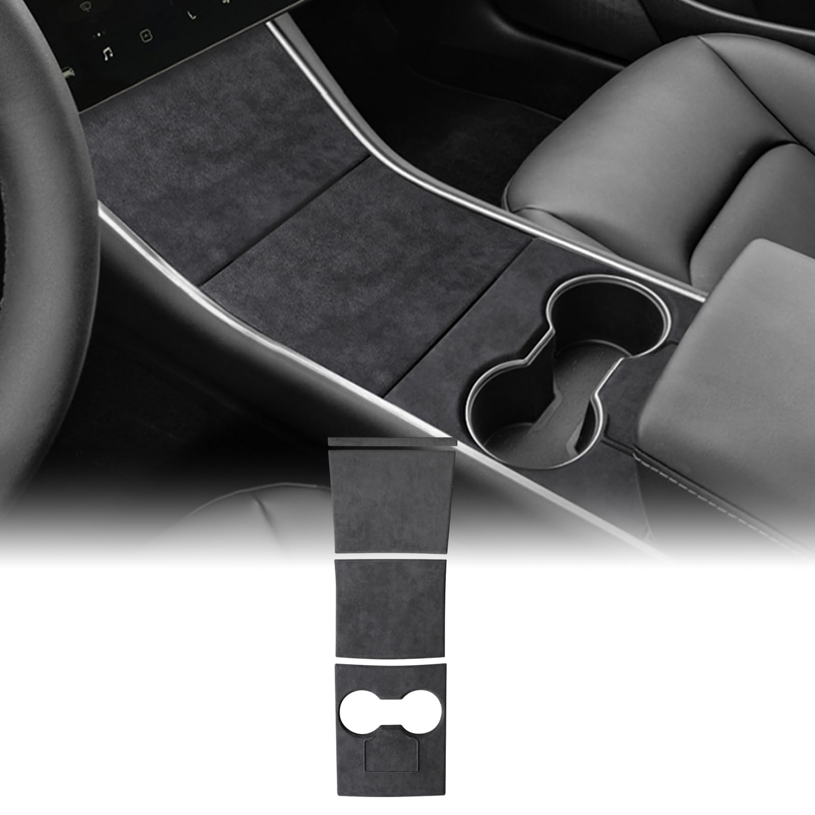 FDAIUN Alcantarn Mittelkonsole Wrap Kit für Tesla Model 3 Modell Y 2017 2018 2019 2020 Mittelkonsole Panel Abdeckung Innenzubehör Schwarz von FDAIUN