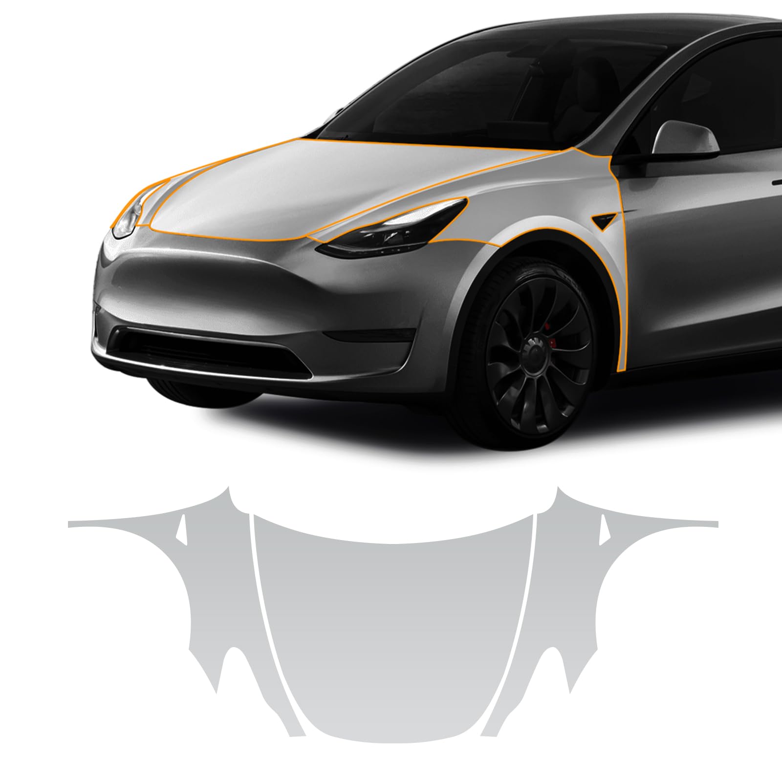 FDAIUN PPF Lackschutzfolie für Tesla Modell Y 2020 2021 2022 2023 TPU Schutzfolie Transparent Schutzfolie Motorhaube+Kotflügel Zubehör 3Stücks von FDAIUN