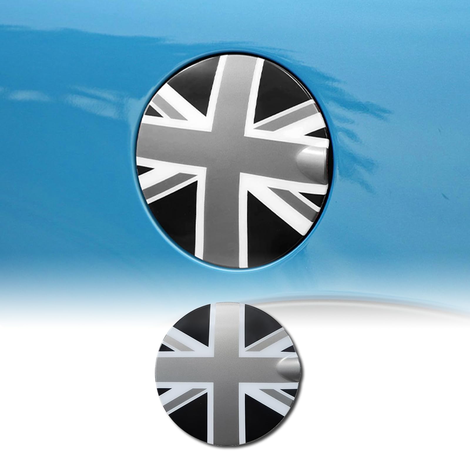 FDAIUN Tankdeckel-Aufkleber für Benzin, passend für BMW Mini Cooper R Series R60 Countryman ABS Aufkleber Abdeckung Verkleidung Kappe (Union Jack) Grau von FDAIUN