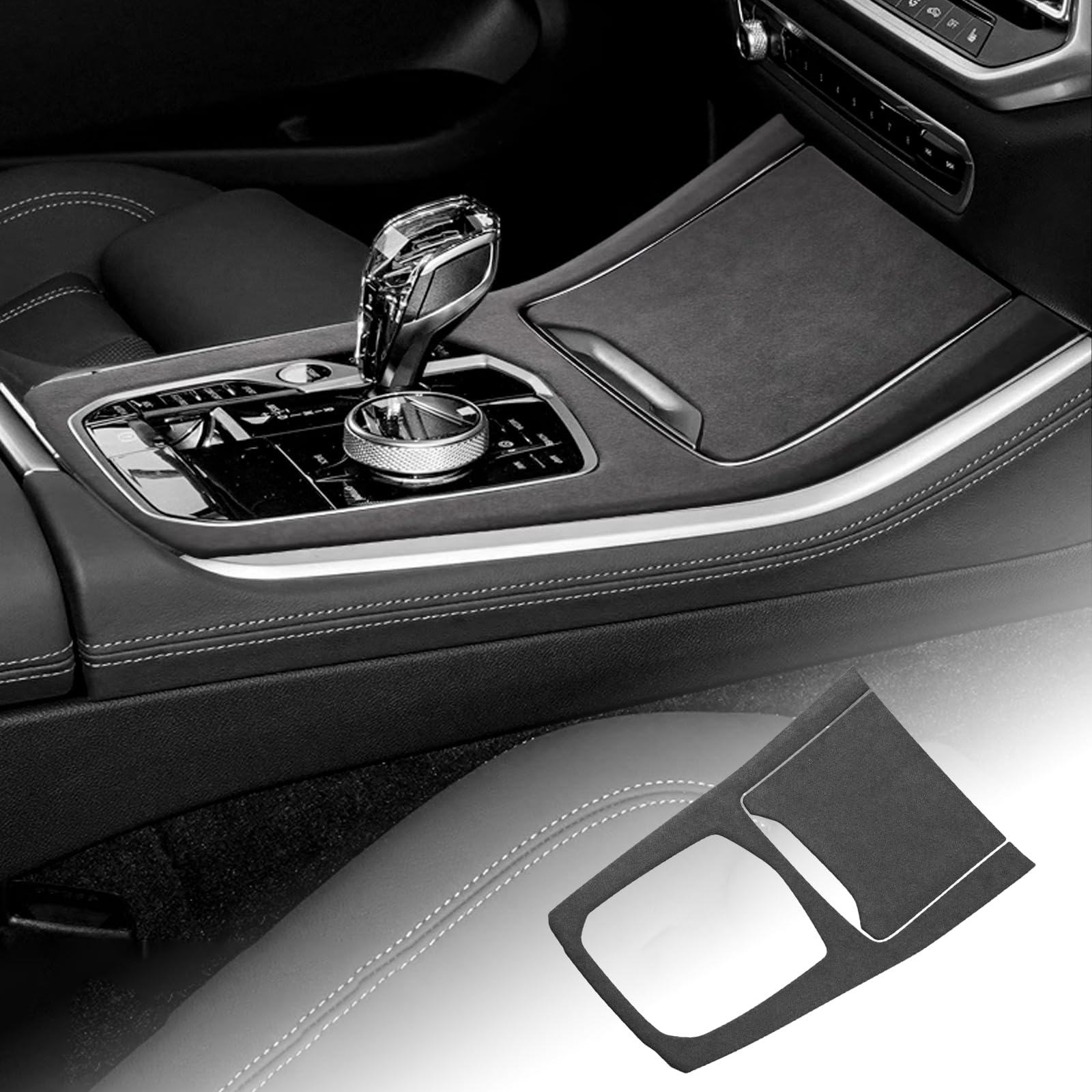 FDAIUN für BMW X5 G05 X7 G07 2019-2023 Alcantarn Auto Mittelkonsole Schalttafel Abdeckung Aufkleber Innenraum zubehör Schwarz von FDAIUN