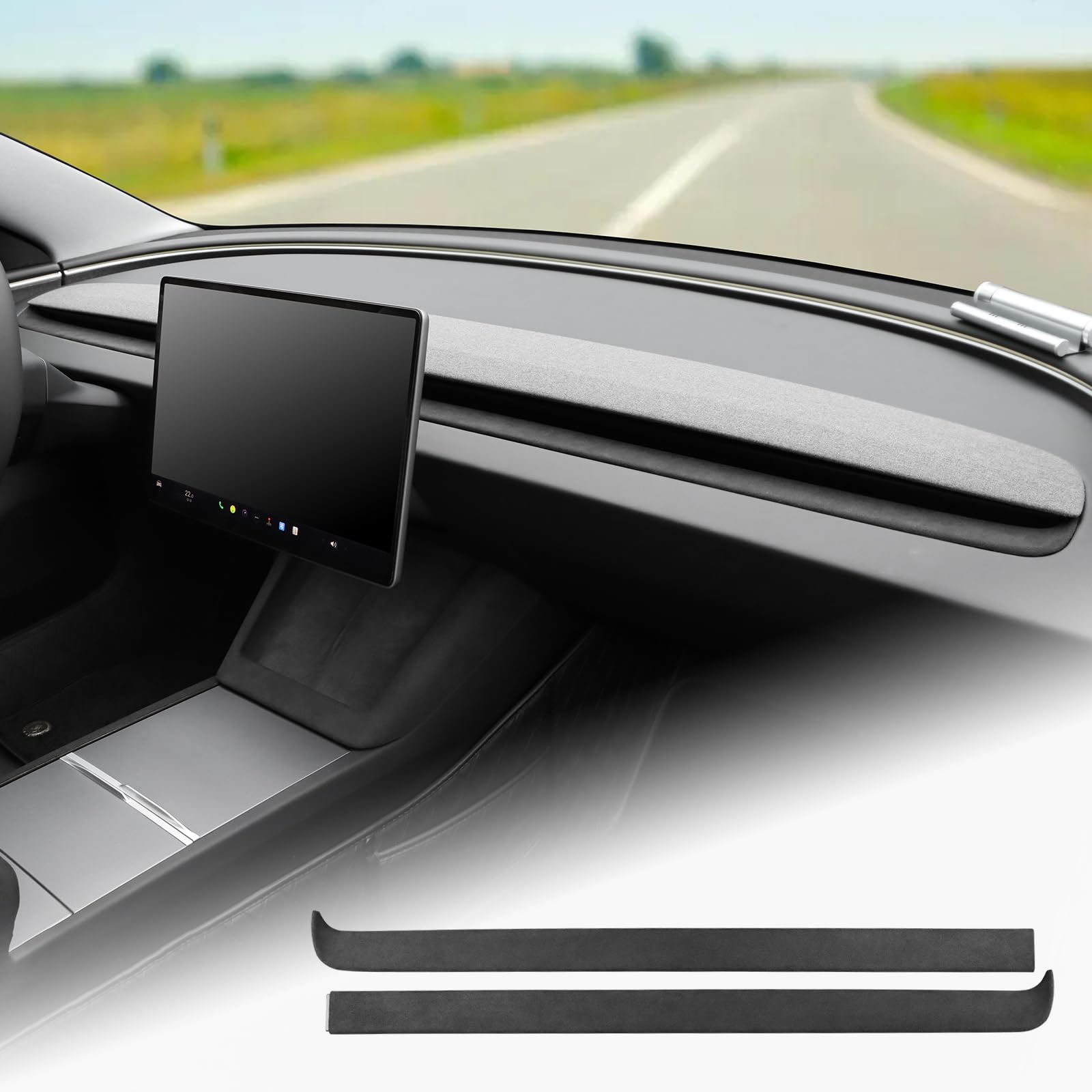 FDAIUN für Tesla Model Y Juniper 2025 Model 3 highland 2024 Armaturenbrett Abdeckung Alcantarn Armaturenbrett Abdeckung Dash Wrap Dashboard Cover Unterhalb der Belüftungsdüsen Zubehör von FDAIUN