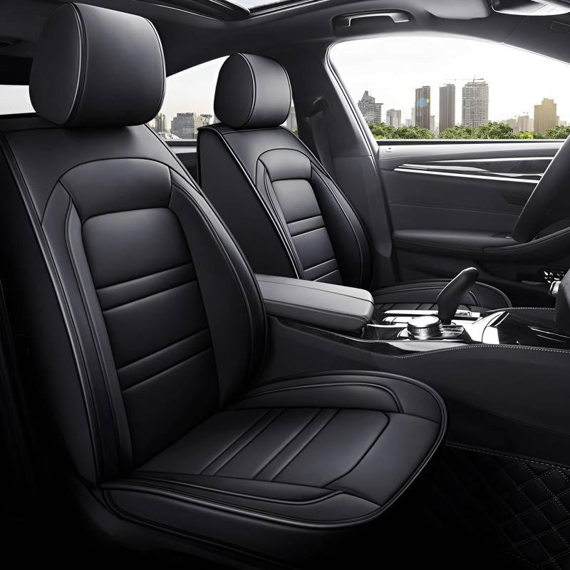 FDCYQW Auto Sitzbezüge für Renault Clio V 2019-2023, Leder Autositzbezüge Sets 5 Sitzer Schonbezüge Sitzschoner Vorne Hinten Wasserdicht,Black von FDCYQW