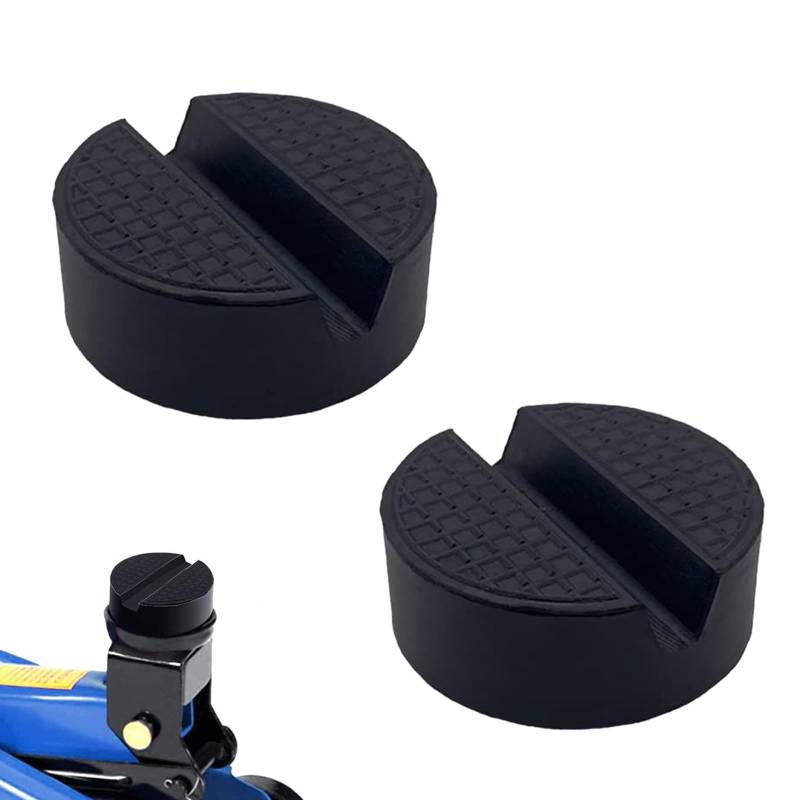 Wagenheber Gummiauflage, 2 Stück Kreisförmiger Gummi Wagenheber Pad Adapter, Gummiauflage mit Nut und Waffeloberfläche, Rangierwagenheber für Wagen Hebebühnen von FEADBYT