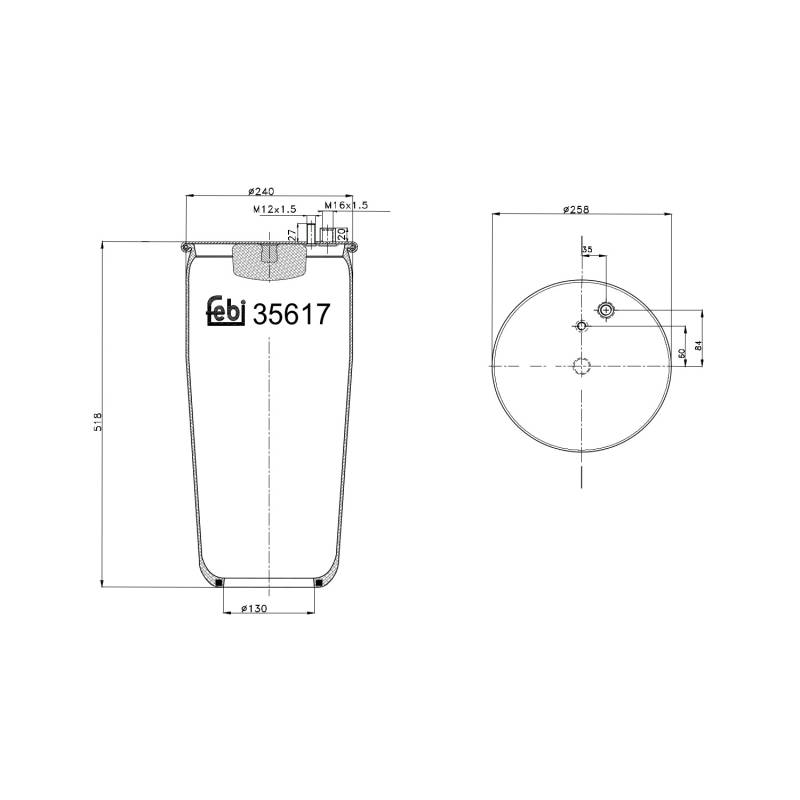FEBI BILSTEIN Federbalg, Luftfederung MAN 35617 81436006038,81436010153,81436016067 von FEBI BILSTEIN